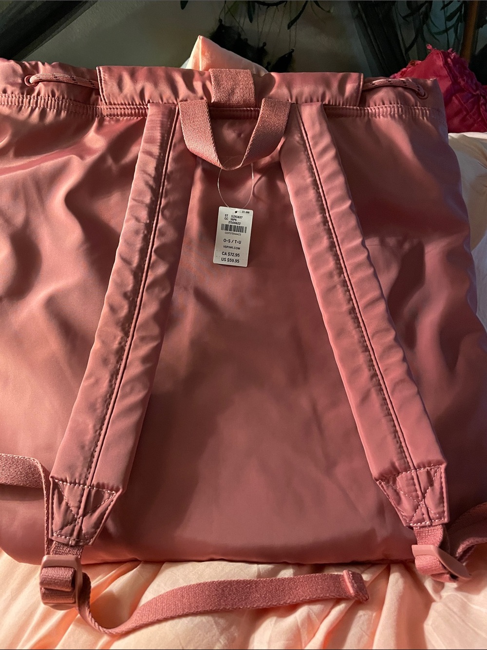 Pink Satin Backpack Tote - Women Bags - Picture 2 of 4